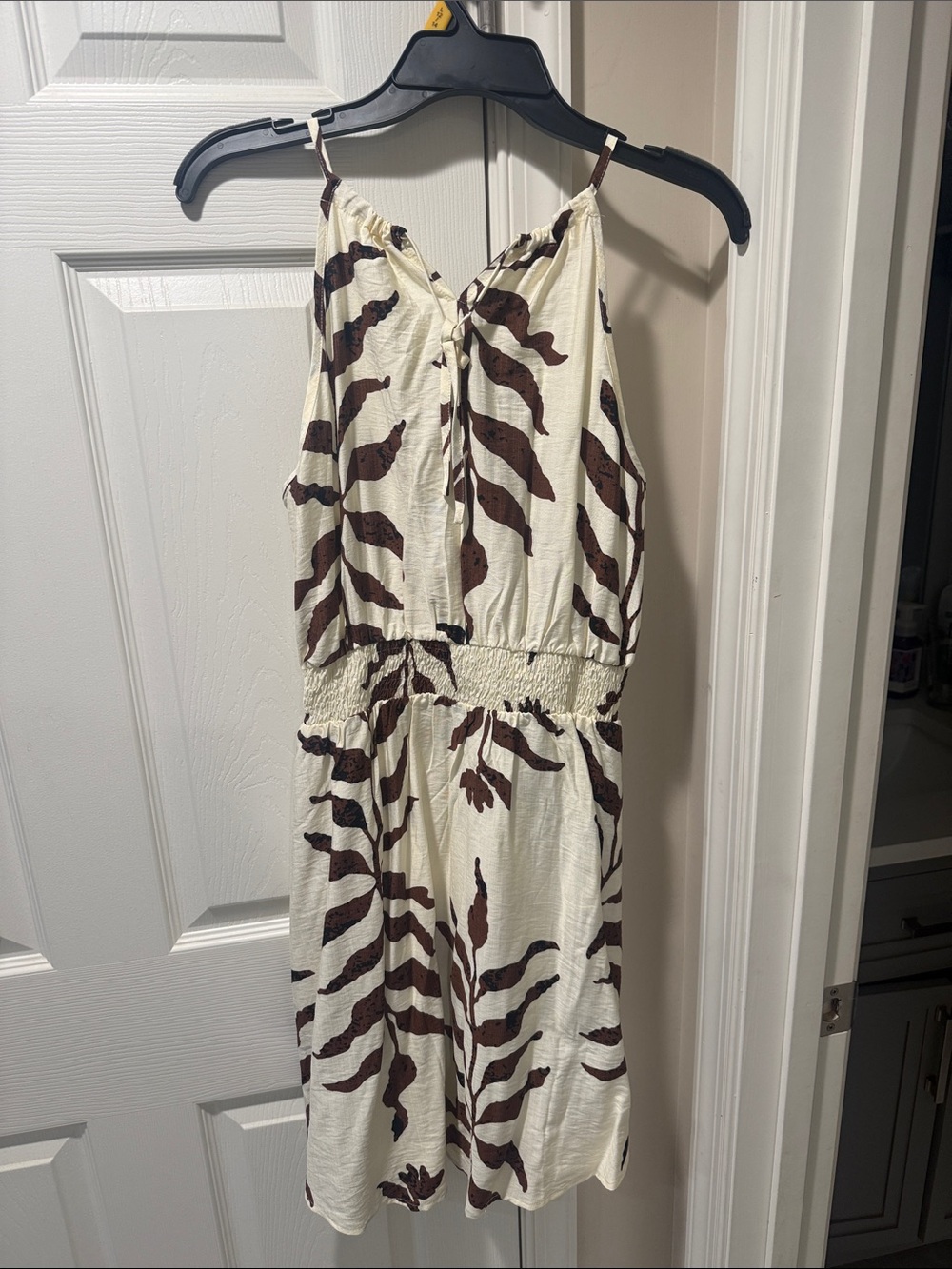 Girls Cream and Brown Printed One-Piece Dress